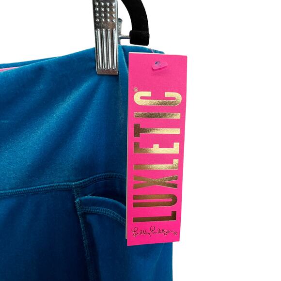 Lilly Pulitzer Weekender Velvet Leggings Blue Size XXL High-Rise Crop UPF 50+ - Picture 3 of 10